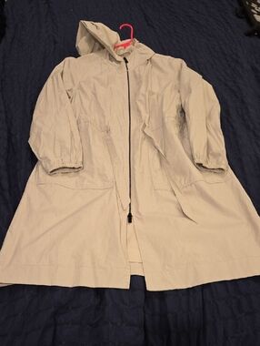 A new day Light Beige Hooded Rain Jacket Size XL!